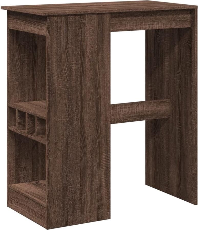 VidaXL Bartafel met rekken Bruin Eiken Hout Bartafel Houten Tafel Eettafel Lounge Tafel Servieskast