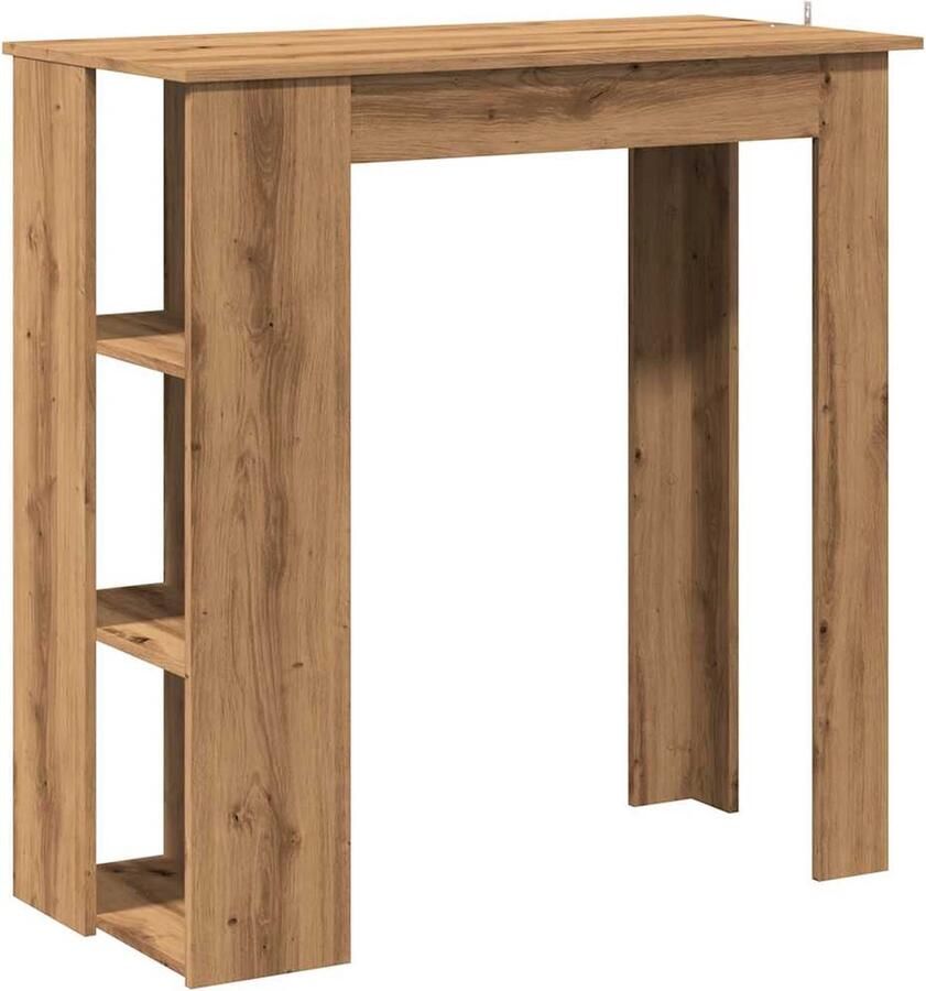 VidaXL Bartafel Met schap 102x50x103 5 cm Eiken Bartafel Houten Bartafel Salontafel Servieskast Drinkskar Modern Meubilair Eiken Meubels Multifunctionele Tafel Compact Tafellamp Woonaccessoires