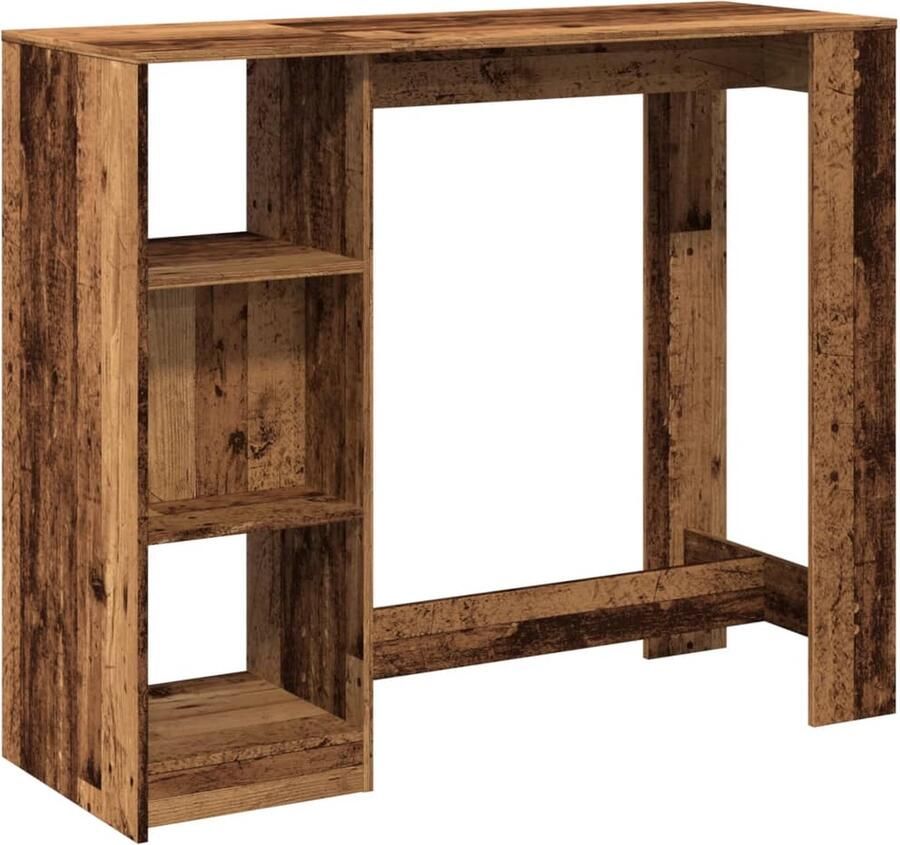 VidaXL Bartafel 124x46x103 5 cm Oud Houtkleurig Bartafel Houten Bartafel Keukenbar Loungehoek Opslagkast Multifunctionele Tafel Vintage Bartafel Industrieel Design Kastje Onder Tafel Drinkwagen Buffet