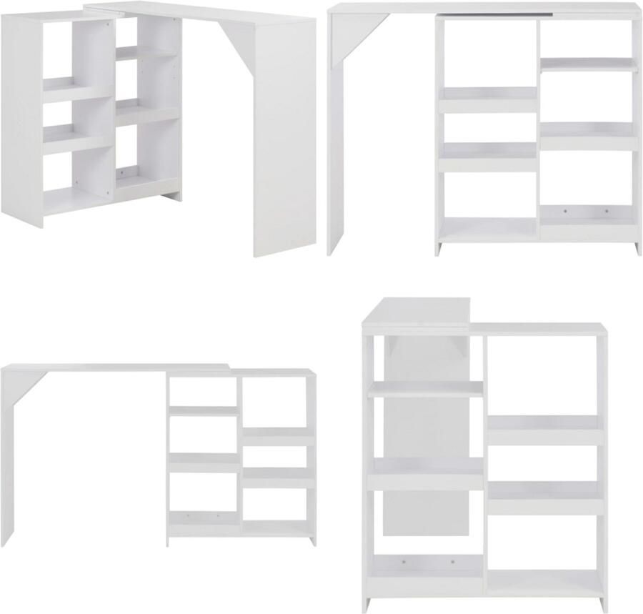 VidaXL Bartafel met verplaatsbaar schap 138x39x110 cm wit Bartafel Bartafels Bistrotafel Bistrotafels