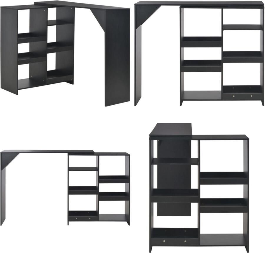 VidaXL Bartafel met verplaatsbaar schap 138x39x110 cm zwart Bartafel Bartafels Bistrotafel Bistrotafels