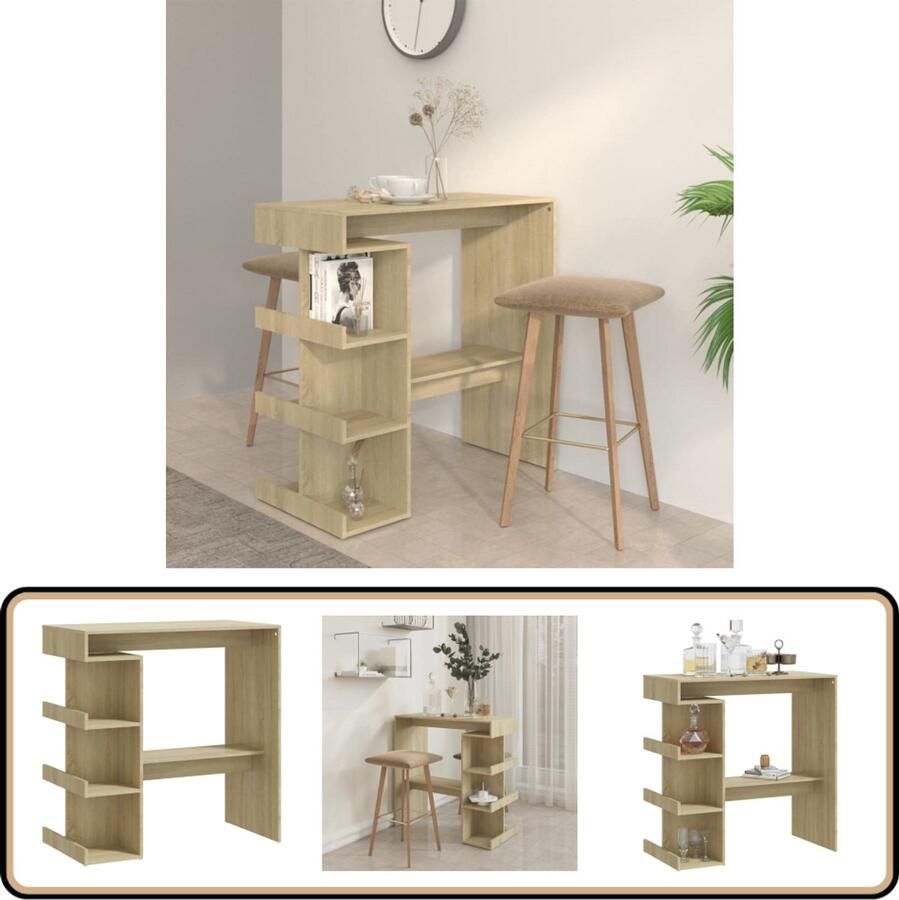 VidaXL Bartafel Opbergrek 100x50x101 5 cm Sonoma Eiken Bartafel Salontafel Keukentafel Houten Tafel Bruine Tafel Eikentuin