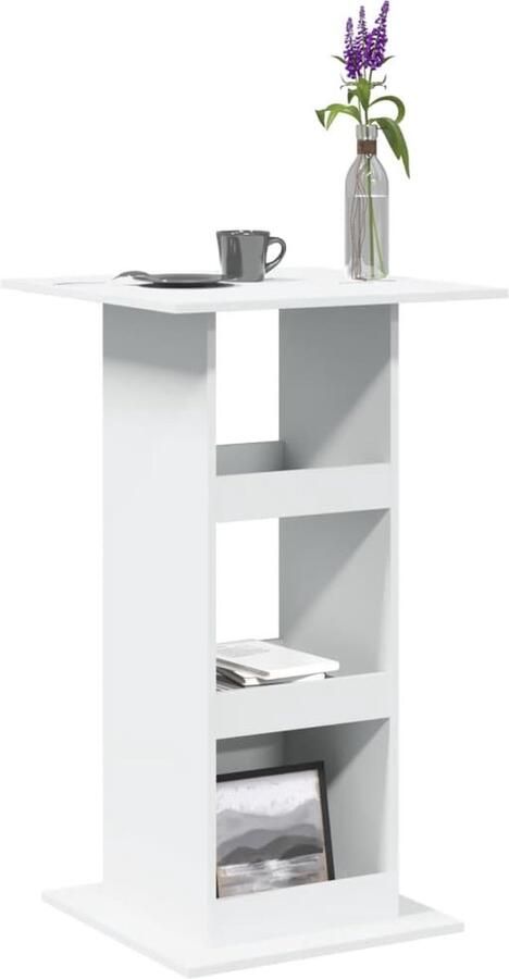 VidaXL Bartafel Opbergruimte 60x60x102 cm Wit Bartafel Salontafel Keukenbar Houten Tafels Witte Meubels Multifunctioneel Meubilair Opbergkast Opslagmogelijkheden Modern Design Kleine Woonkamer Trendy Meubels - Foto 2