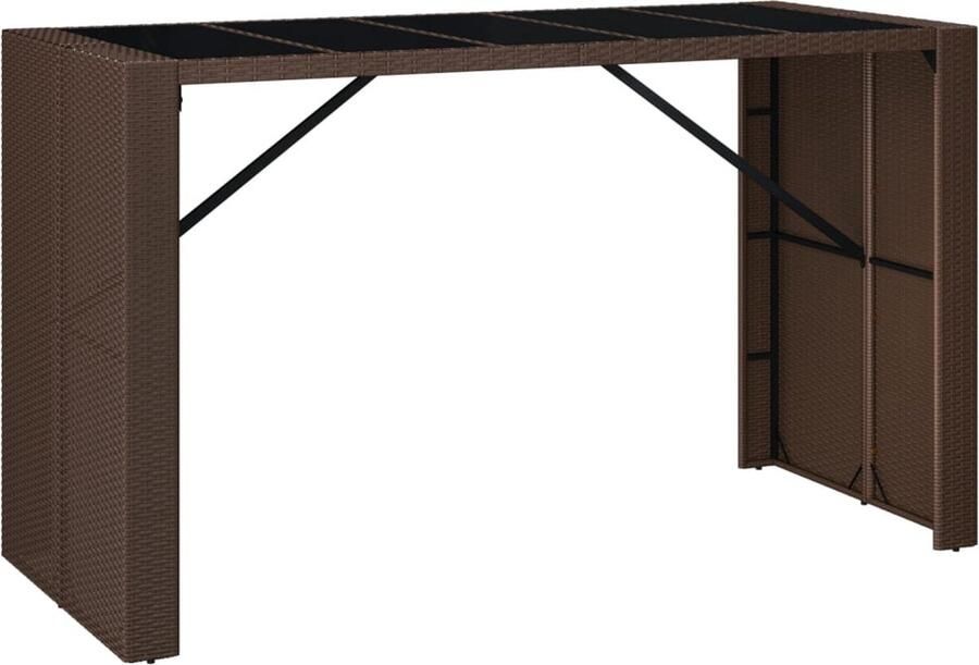 VidaXL Bartafel Poly Rattan 185x80x110 cm Bruin Bartafel Met Glazen Blad Bartafels Met Glazen Bladen Feesttafel Bistrotafel