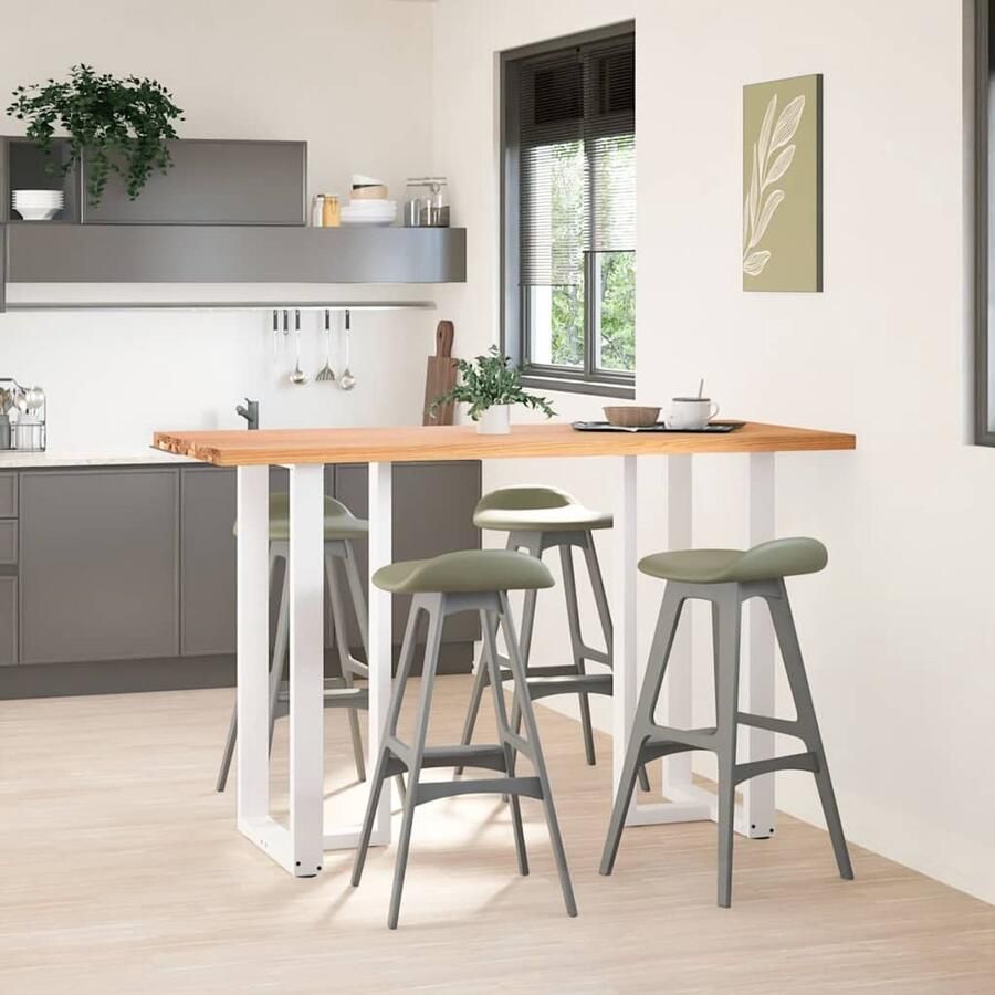 The Living Store Bartafel rechthoekig 180x80x112 cm massief eikenhout lichtbruin Bartafel Eikenhouten Tafel Salontafel Keukenbar Diningtable