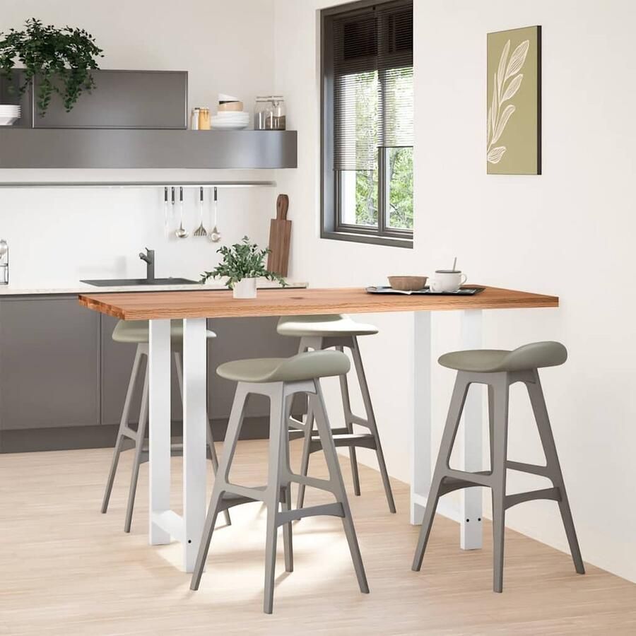 VidaXL Eettafel rechthoekig 180x80x112 cm massief eikenhout lichtbruin