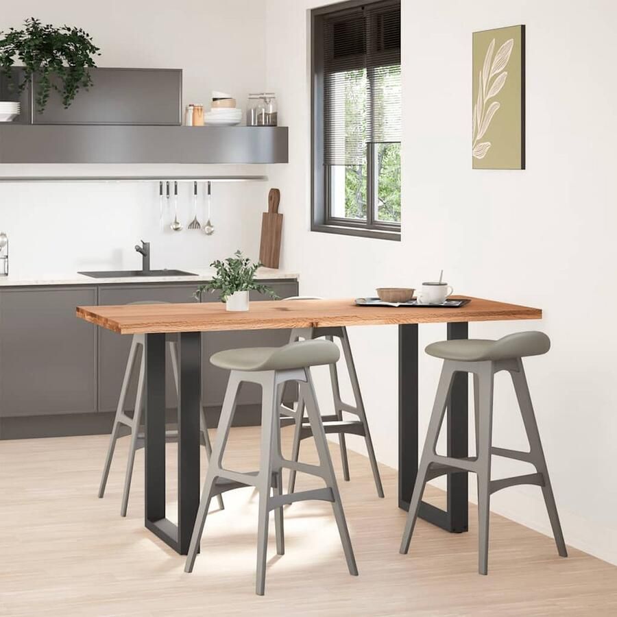 VidaXL Bartafel Rechthoekig 180x80x92 cm Massief Eikenhout Lichtbruin Bartafel Eettafel Salontafel Houten Tafel Eikentafel Industriële Tafel Modern Dinerset Eetkamerstoel