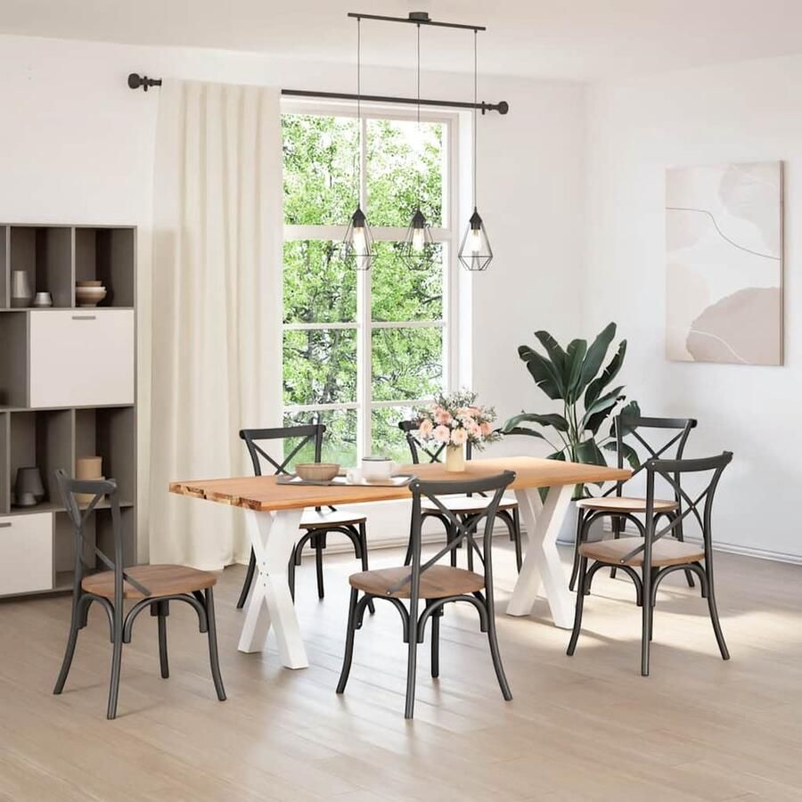 VidaXL Bartafel Rechthoekig 180x80x92 cm Massief eiken Bartafel Eikenhouten Tafel Salontafel Eetkamertafel Industriële Tafel Landelijke Tafel Grote Tafel Stevige Tafel