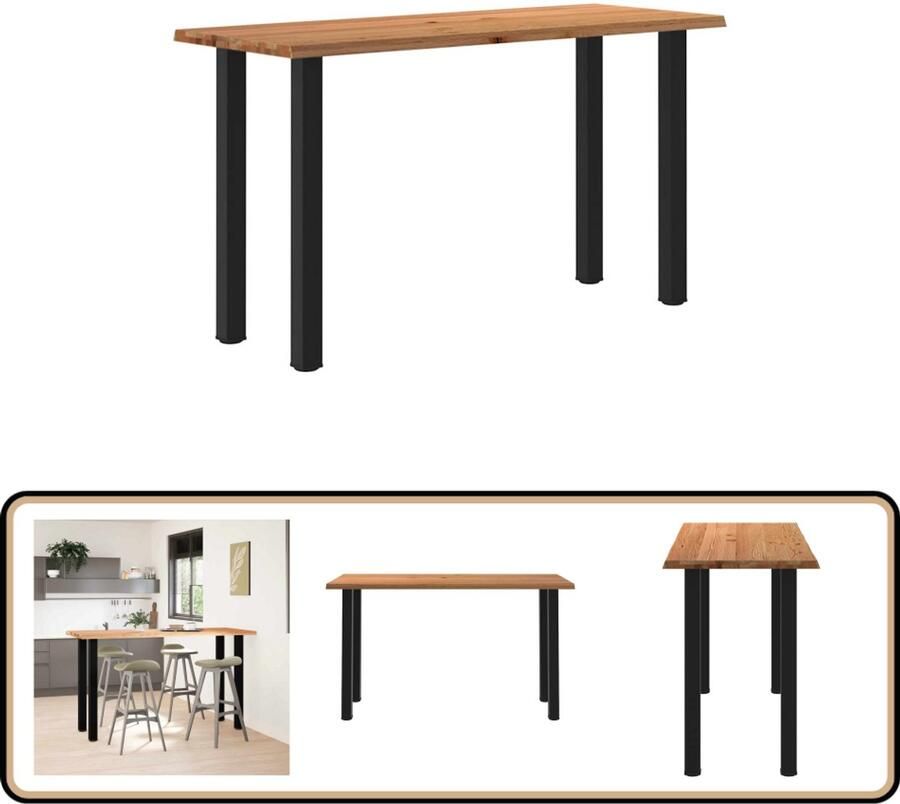 VidaXL Bartafel 200x80x112 cm Massief Eikenhout Bartafel Eikenhouten Tafel Salontafel Eetkamertafel Industriele Tafel Landelijke Tafel Design Tafel Grote Tafel Hoge Tafel