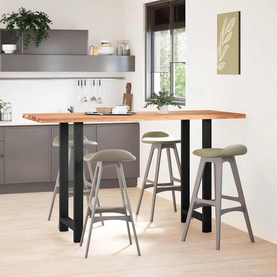 VidaXL Bartafel 200x80x112 cm massief eikenhout Bartafel Eettafel Salontafel Houten Tafel Massief Eikenhout Industrieel Design Modern Design Grote Tafel Ruime Tafel