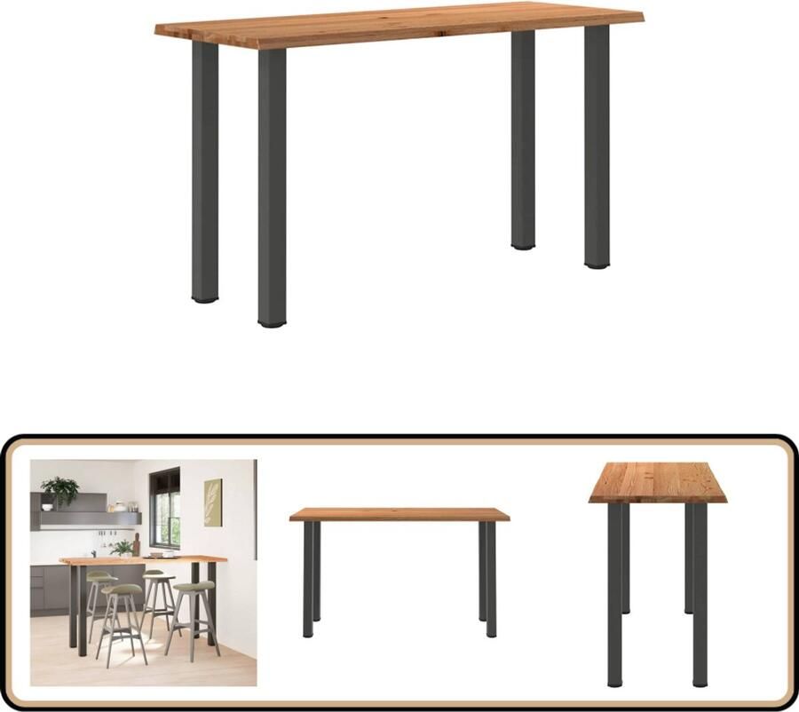 VidaXL Bartafel 200x80x112 cm massief eikenhout Bartafel Eetkamerset Salontafel Houten Tafel Eikenhouten Tafel Industriele Tafel Vintage Tafel Keuken Eiland