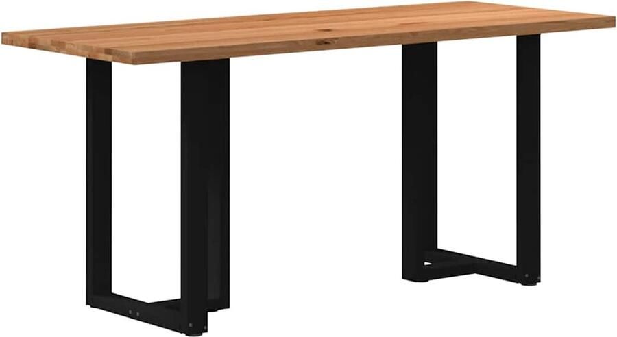 VidaXL Eettafel rechthoekig 200x80x92 cm massief eikenhout lichtbruin - Foto 6