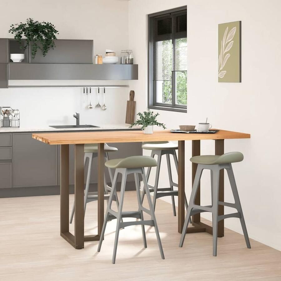 VidaXL Eettafel rechthoekig 200x80x92 cm massief eikenhout lichtbruin - Foto 3