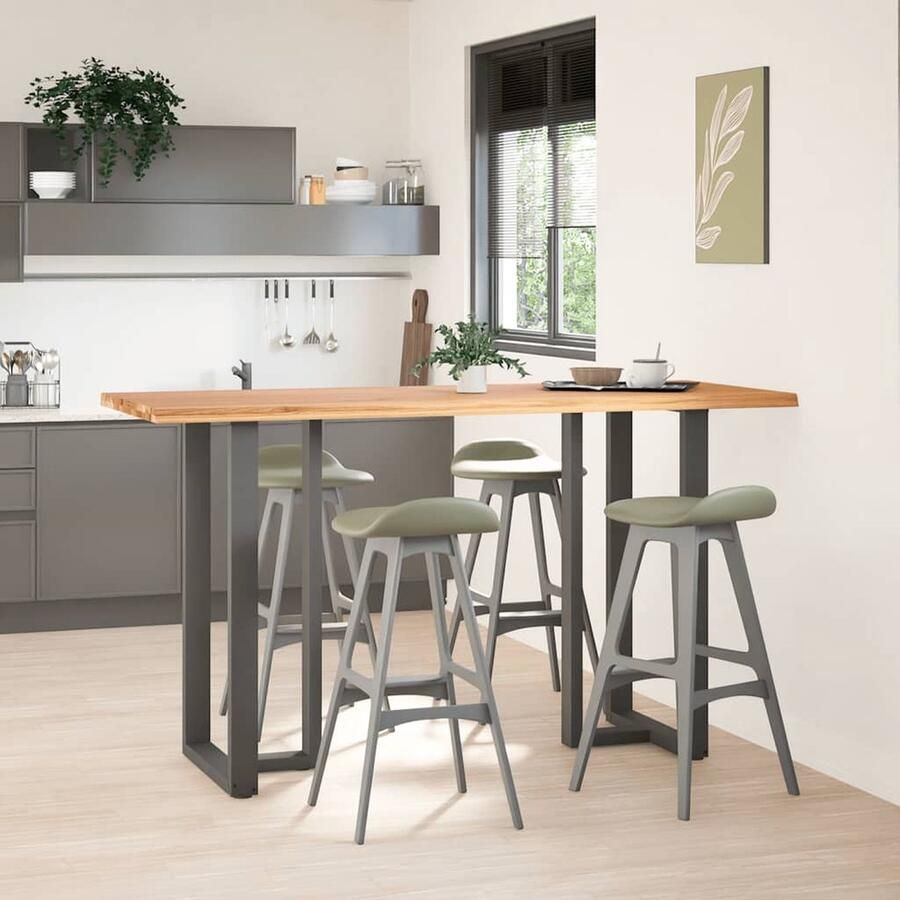 VidaXL Bartafel massief eikenhout 200x80x102 cm Bartafel Eikenhouten Tafel Salontafel Eetkamertafel Hoge Tafel Industrieel Design Landelijke Stijl Modern Design