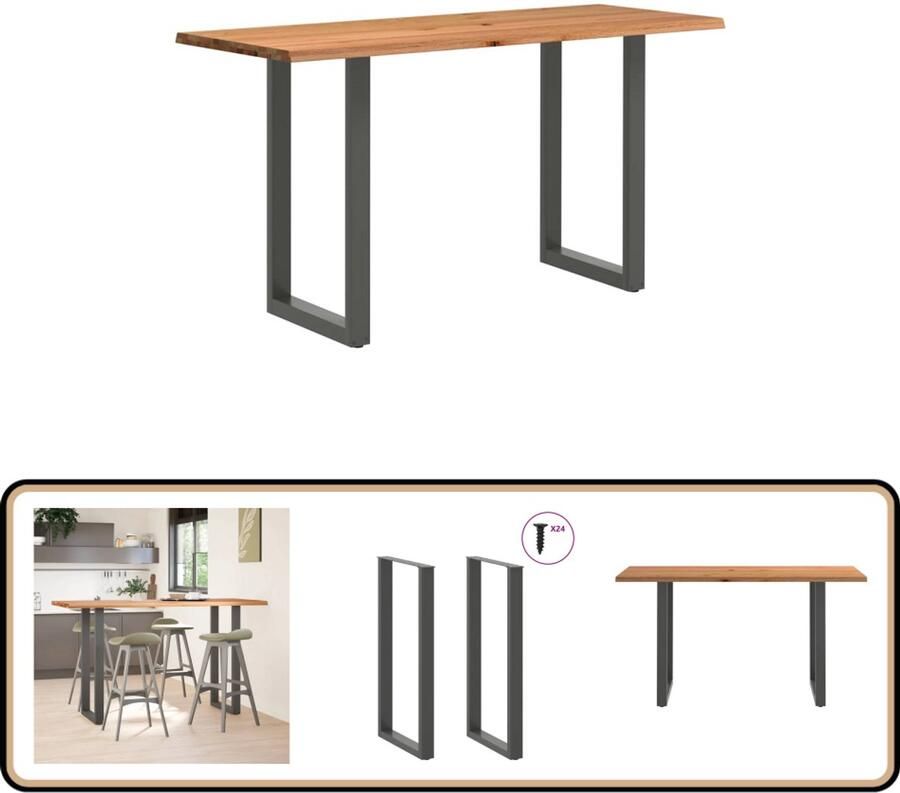 VidaXL Bartafel Rechthoekig Boomrand 200x80x112 cm Bartafel Bartafels Bartoptafel Pubtafel