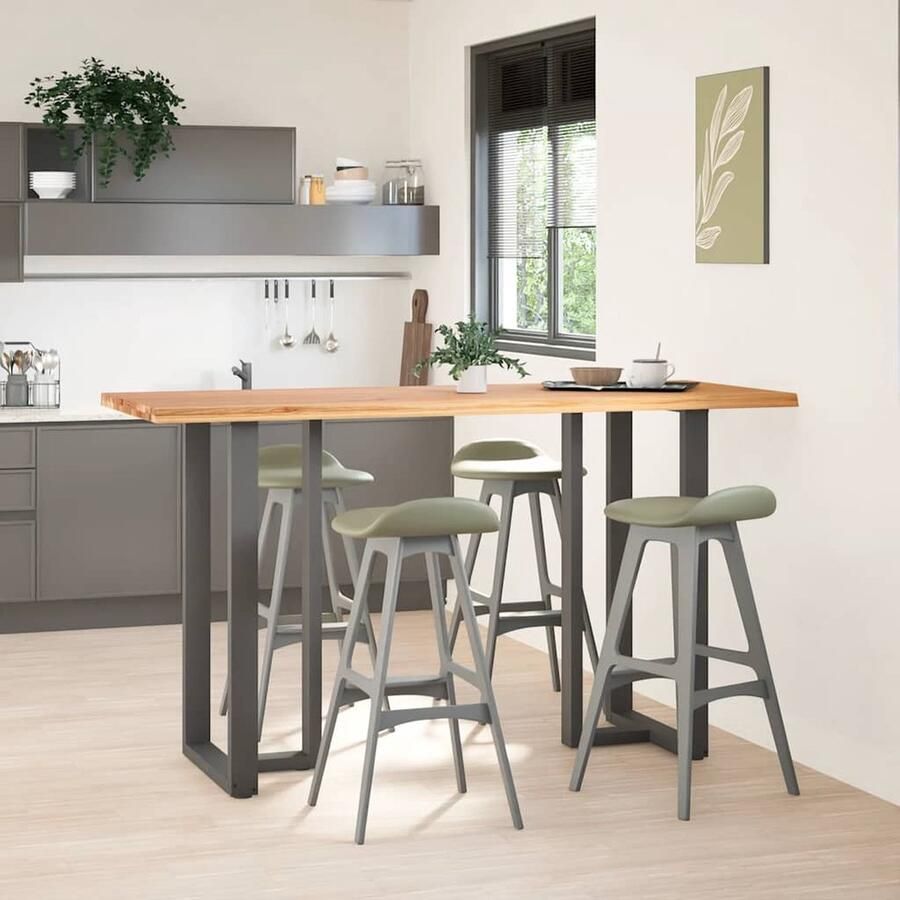 VidaXL Bartafel Massief Eikenhout Boomrand 200x80x112 cm Bartafel Eikenhouten Tafel Eetkamertafel Salontafel Massief Eikenhout Vintage Tafel Industrieel Interieur Modern Interieur