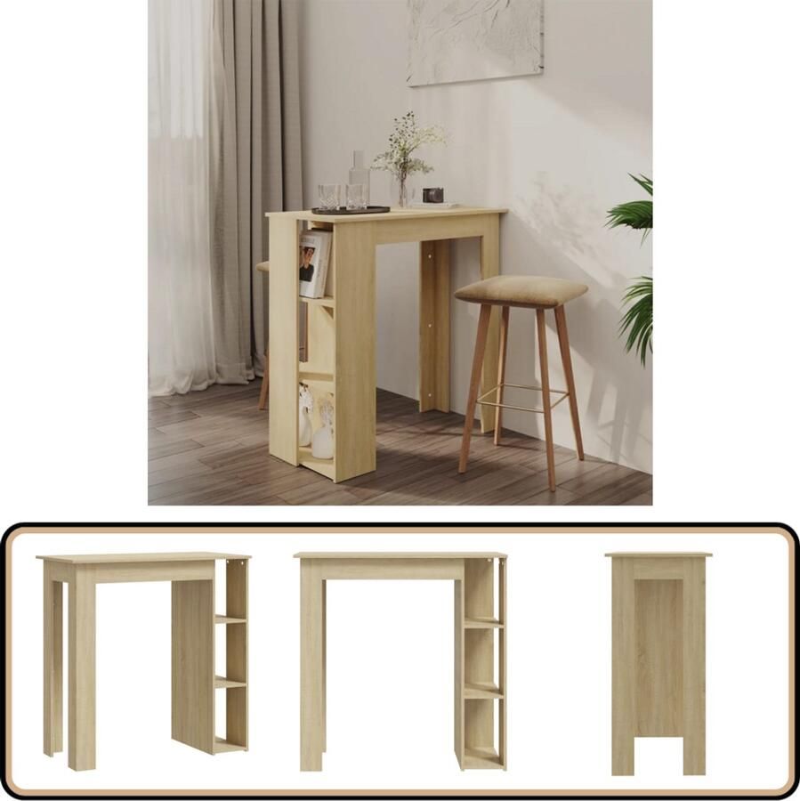 VidaXL Bartafel Sonoma Eiken Met Schap Bartafel Salontafel Houten Tafel Eikentinten Bruine Tafel