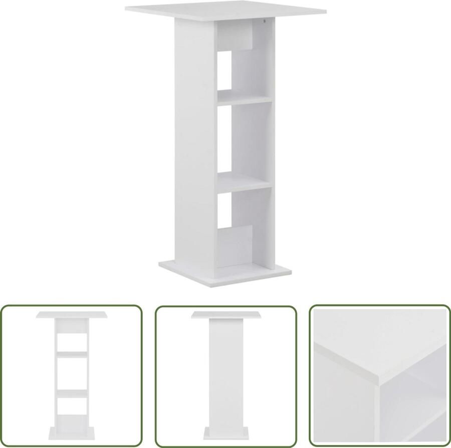 VidaXL Bartafel Wit 60x60x110 cm Met 2 schappen Bartafel Bistrotafel Keukenbar Eetkamerstoel Witte Meubelen Moderne Meubelen Houtsoort Salonmeubilair Kookeiland Livingroom Furniture Dining Room Furniture