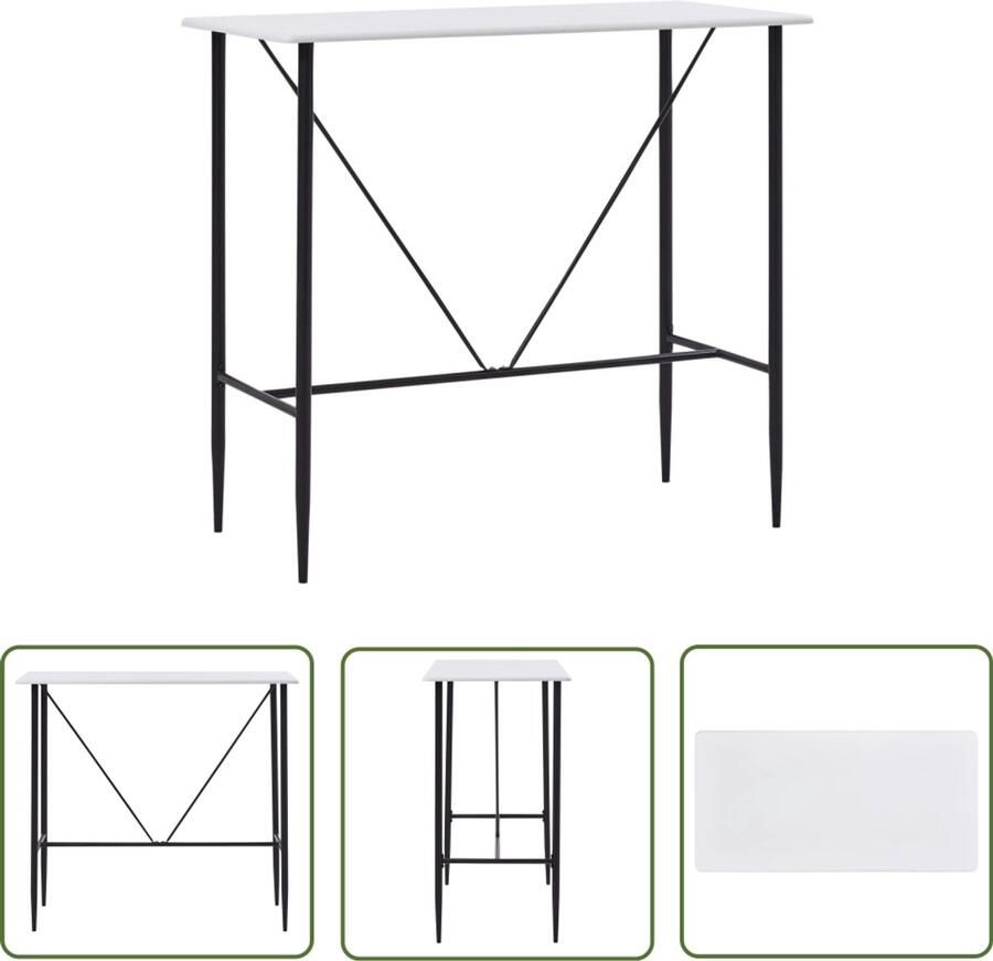 VidaXL Bartafel Wit MDF 120x60x110 cm Bartafel Bistrotafel Moderne Tafel Witte Tafel Mdf Tafel Eetkamerstoel Keukentafel Compact Tafellaar Klein Appartement Restaurant Meubilair