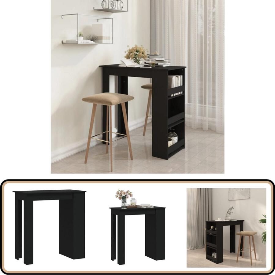 VidaXL Bartafel Zwart 102x50x103 5 cm Met Opbergrek Bartafel Industriële Bartafel Zwarte Bartafel Houten Bartafel Salontafel Kookeiland Eetkamermeubel Opslagruimte Compact Meubilair Klein Appartement Minimalistische Meubelen