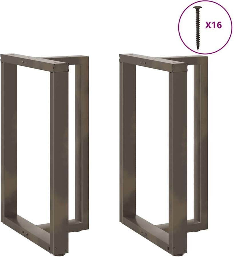 VidaXL Bartafelpoten 2 st T-vormig 60x35x(90-91) cm staal naturel