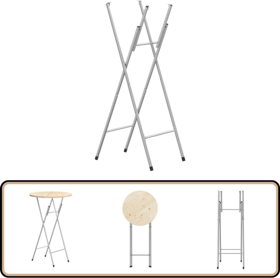 VidaXL Bartafelpoten Inklapbaar Staal Zilver Tafelpoten Bartafelpoten Inklapbare Tafelpoten Metalen Tafelpoten Staal Tafelpoten