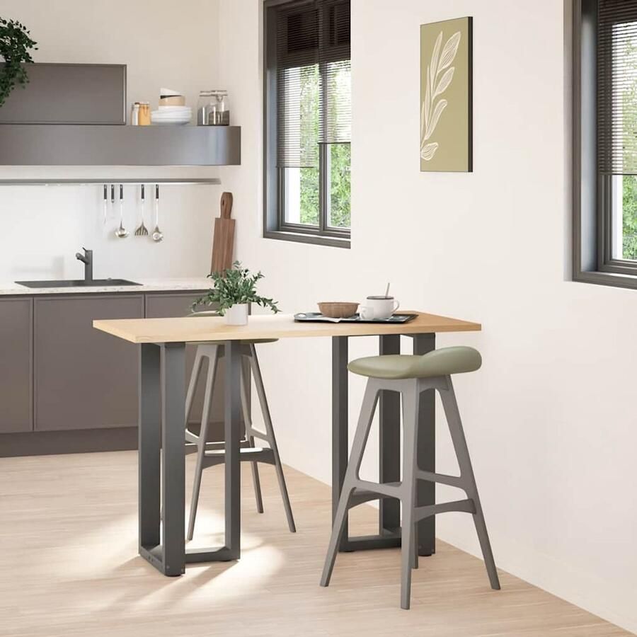 VidaXL Bartafelpoten T-vormig Staal Antraciet Bartafel Potten Industriële Meubels Staal Tafelpoten T-vormige Tafelpoten Antraciet Kleur