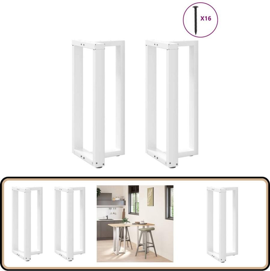 VidaXL Bartafelpoten T-vormig Staal Wit 91-92 cm Bartafel Potten Staal Tafelpoten Witte Tafelpoten T-vormige Tafelpoten Industriele Tafelpoten