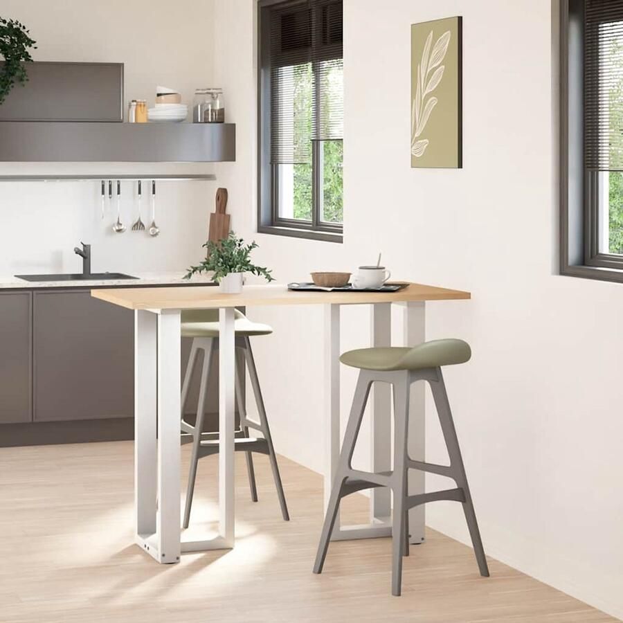 VidaXL Bartafelpoten T-vormig Wit Staal 40x35x102cm Bartafel Potten T-vormige Tafelpoten Bartafels Keuken Meubilair Eetkamer Accessoires - Foto 2