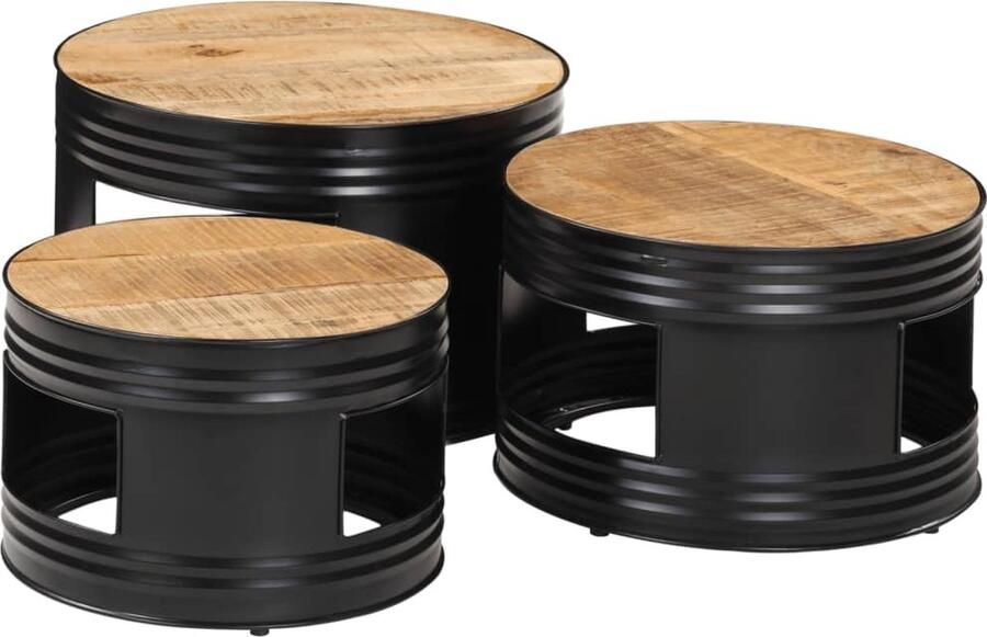 VidaXL Bartafels Set van 3 Massief Mangohout Tuinbartafel Tuinbartafels Bartafel Buiten Bartafel