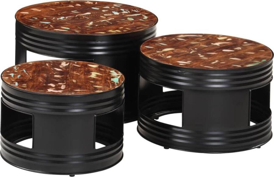 VidaXL Bartafels Set van 3 Massief gerecycled hout Bartafel Buitentafel Loungehoek Tuinmeubilair Houten Meubilair - Foto 2