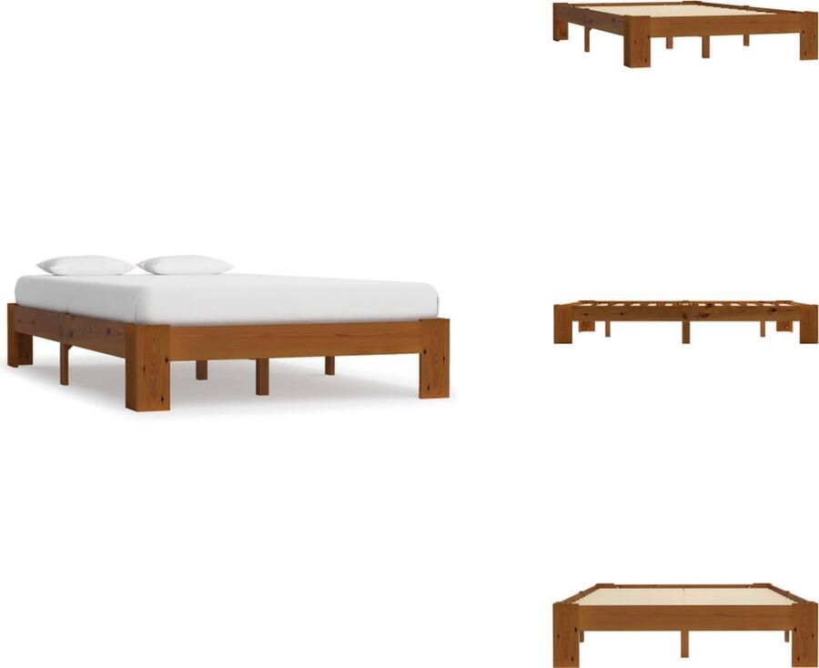 VidaXL Bed Bedden Slaapkamermeubel Bedframe massief grenenhout lichtbruin 120x200 cm