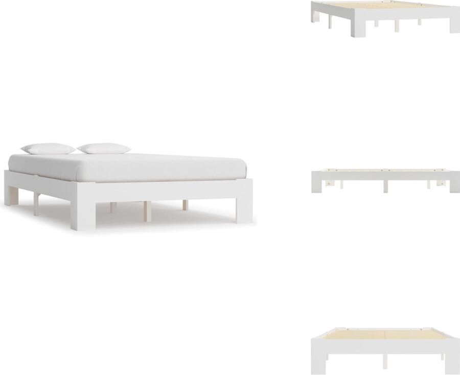 VidaXL Bed Bedden Slaapkamermeubel Bedframe massief grenenhout wit 140x200 cm