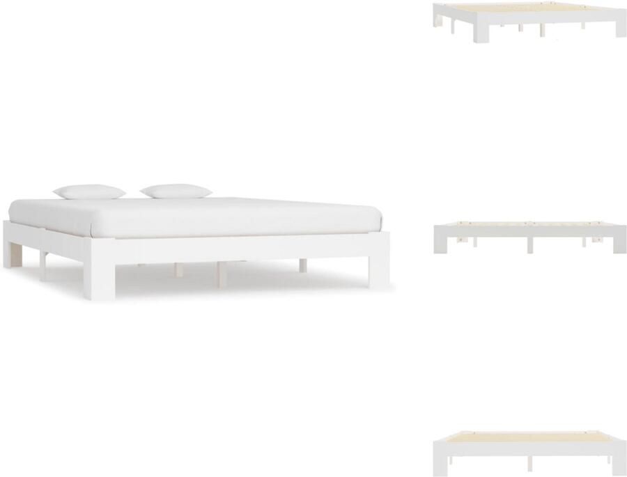 VidaXL Bed Bedden Slaapkamermeubel Bedframe massief grenenhout wit 160x200 cm