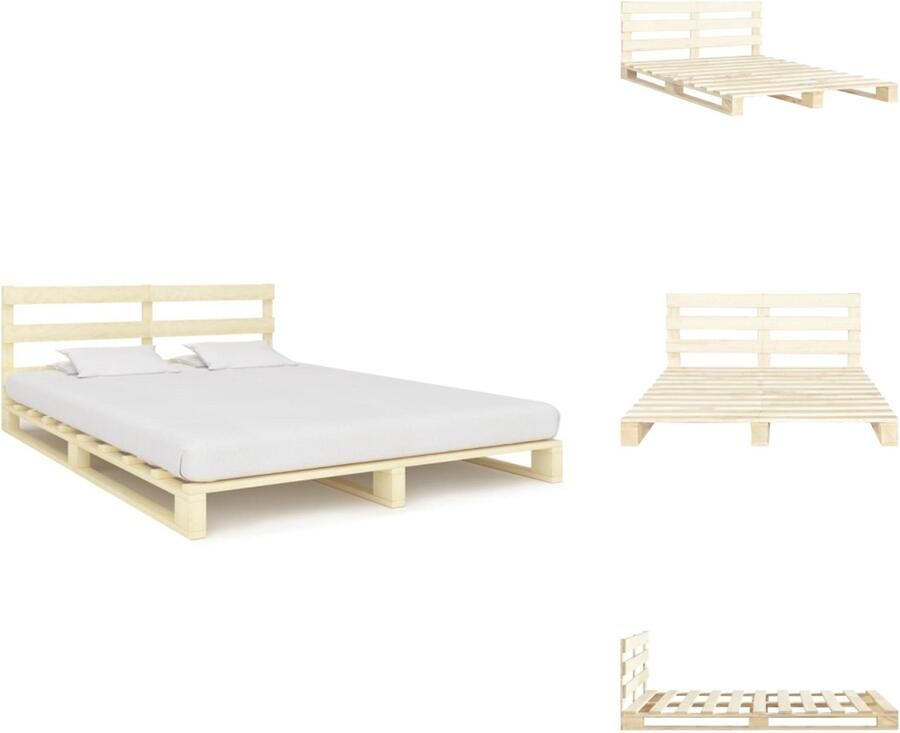 VidaXL Bed Bedden Slaapkamermeubel Bedframe pallet massief grenenhout 160x200 cm