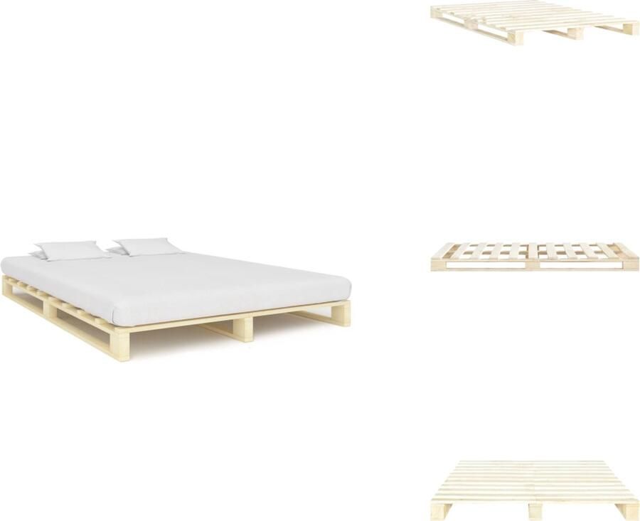 VidaXL Bed Bedden Slaapkamermeubel Bedframe pallet massief grenenhout 200x200 cm - Foto 2