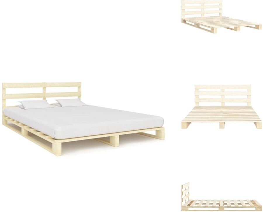VidaXL Bed Bedden Slaapkamermeubel Bedframe pallet massief grenenhout 200x200 cm
