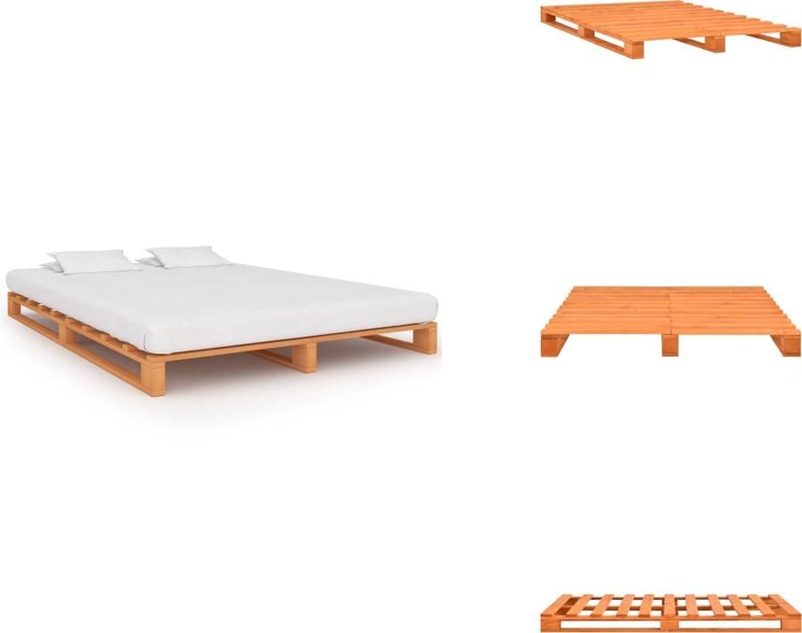 VidaXL Bed Bedden Slaapkamermeubel Bedframe pallet massief grenenhout bruin 120x200 cm