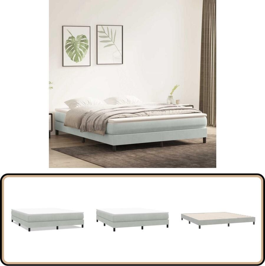 VidaXL Bed boxspring zonder matras 180x220 cm fluweel lichtgrijs
