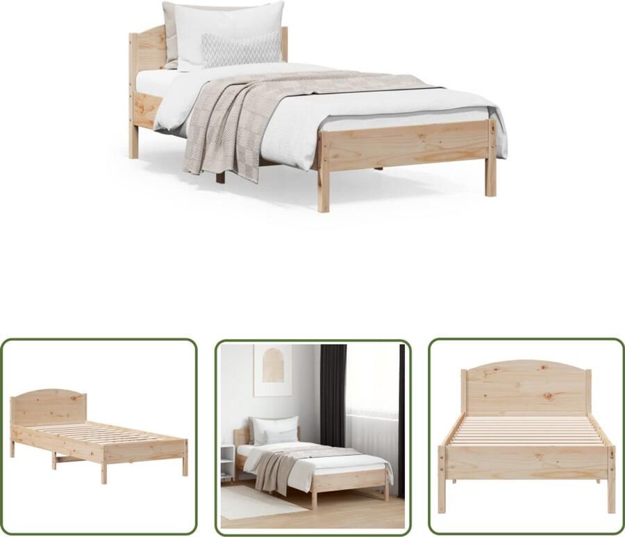 VidaXL Bedframe zonder matras massief grenenhout 100x200 cm Massief Grenenhout Bed Frame Bed Frame 100x200 Houten Bed Frame Bed Frame Bruin Tweepersoons Bed Frame