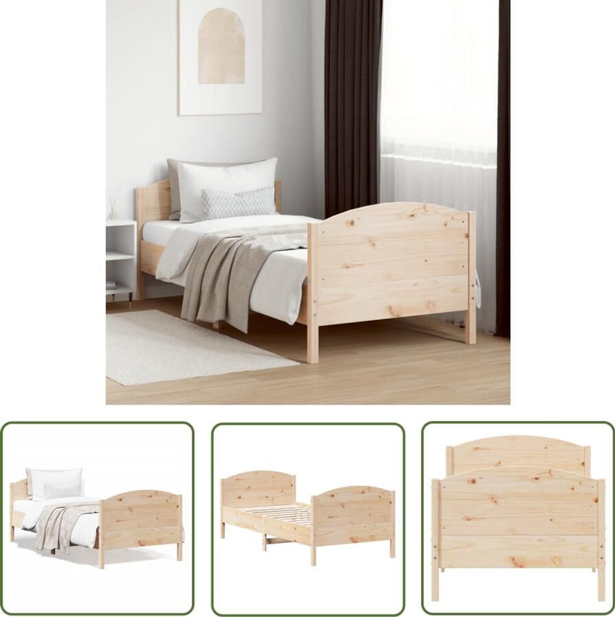 VidaXL Bed Frame 100x200 Massief Grenenhout Bed Frame Bedframe zonder matras massief grenenhout 100x200 cm Houten Bed Frame Bed Frame Bruin Minimalistisch Bed Frame