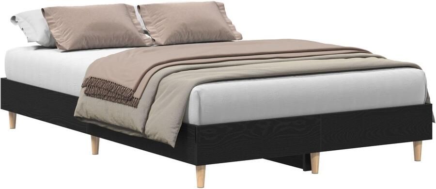 VidaXL Bedframe Zwart Eiken Massief Eikenhout 120 x 190 cm Bedframe - Foto 3