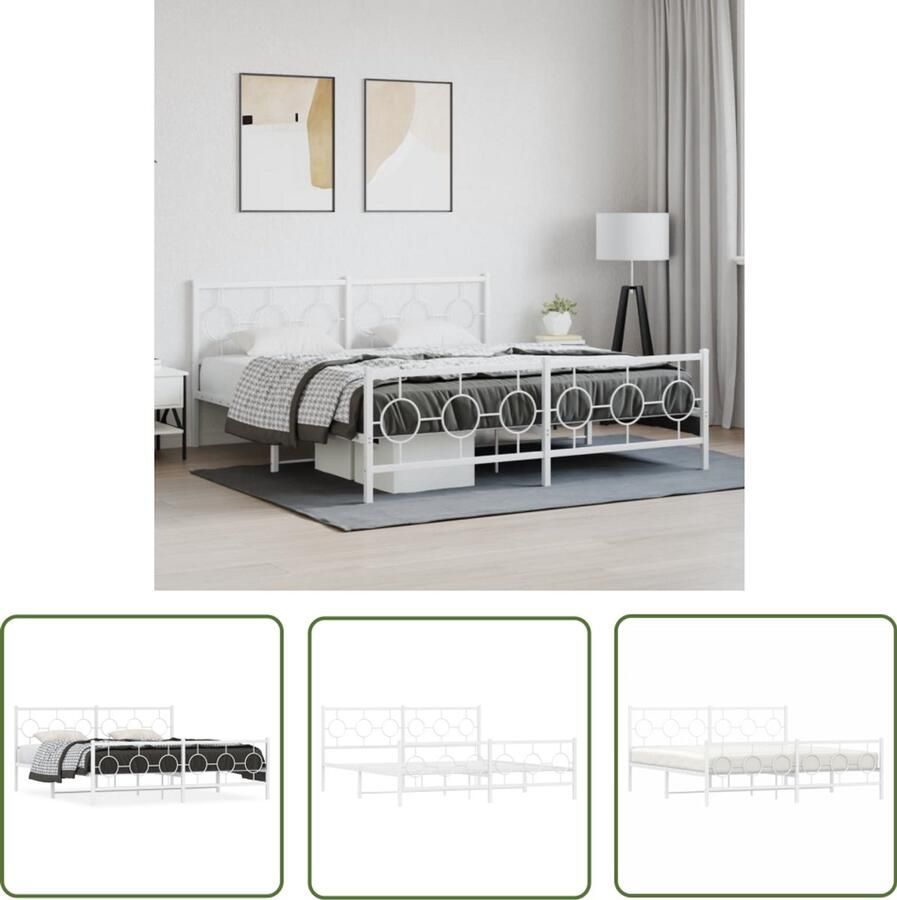 VidaXL Bedframe met hoofd- en voeteneinde metaal wit 180x200 cm Metalen Bed Frame Bed Frame 180x200 Staal Bed Frame Witte Bed Frame Boxspring Frame