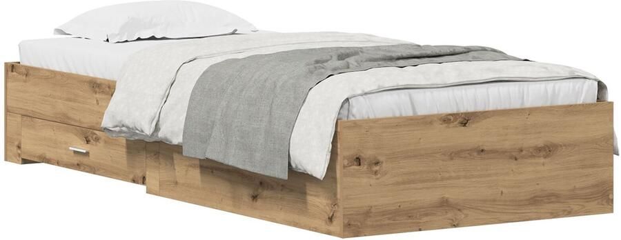 VidaXL Bedombouw met lades artisanaal eikenkleurig 90 x 190 cm - Foto 2