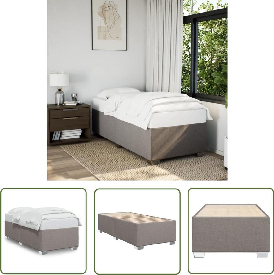VidaXL Bed Frame Bedframe zonder matras 100x200 cm stof taupe Slaapkamers Taupecleur Houten Bed