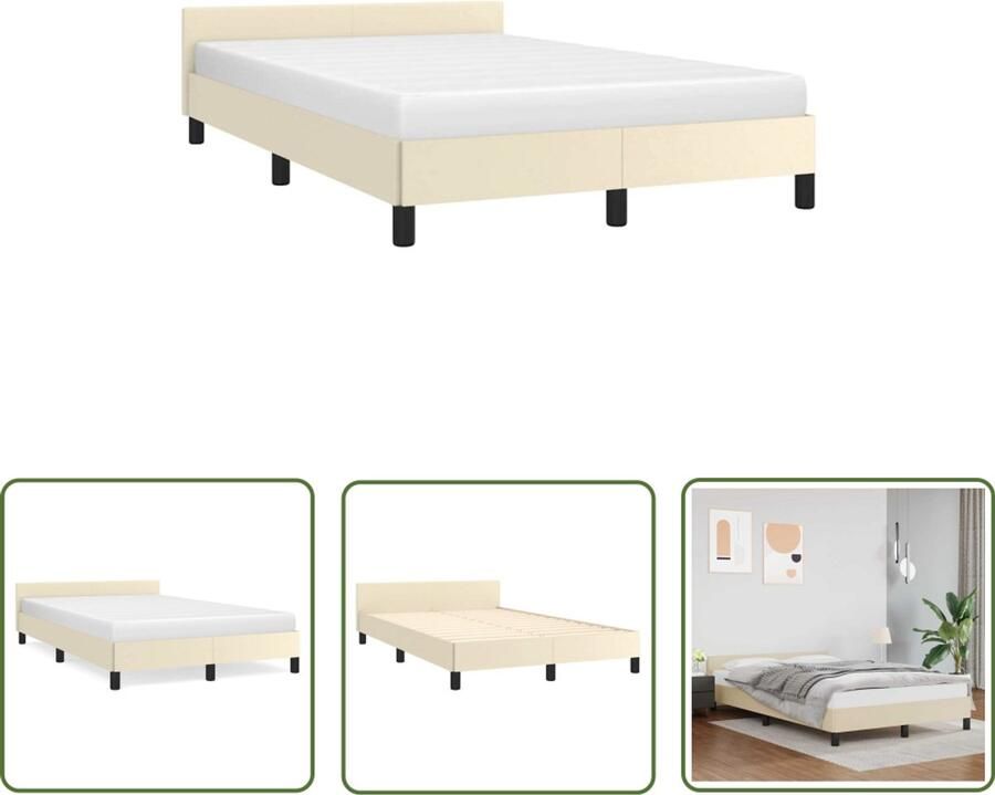 VidaXL Bed Frame Bedframe zonder matras 120x190 cm kunstleer crème Kunstleder Creme Kleur Tweepersoonsbed