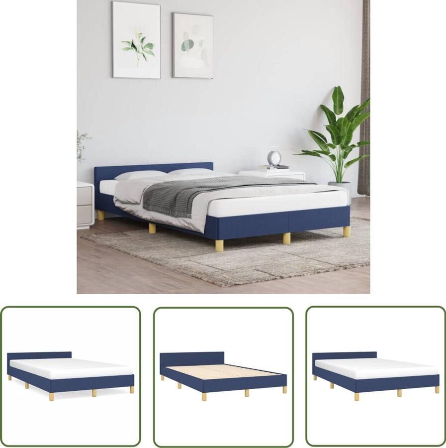 VidaXL Bed Frame Bedframe zonder matras 120x190 cm stof blauw Tweepersoonsbed Blauwdruk Houten Bed