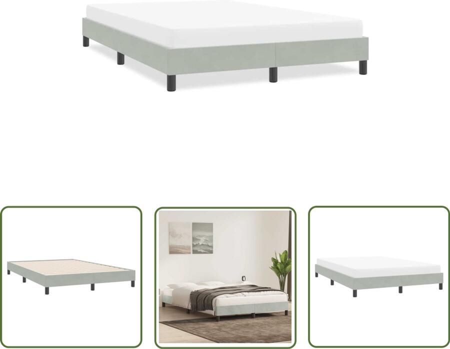 VidaXL Bed Frame Bedframe zonder matras 140x220 cm fluweel lichtgrijs Tweepersoonsbed Fluweel Bed Licht Grijs Bed