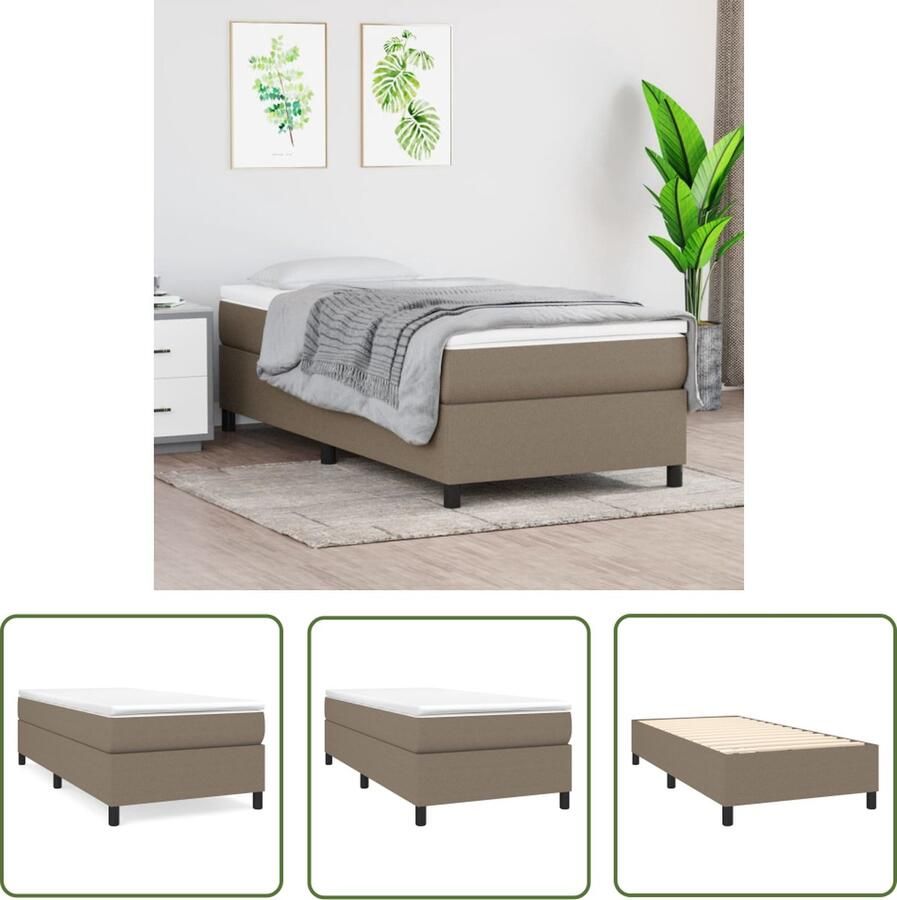 The Living Store Boxspringframe taupe 203 x 80 x 35 cm ademend en duurzaam Boxspring Frame Bed Frame Tweepersoons Bed Slaapcomfort Taupestructuur