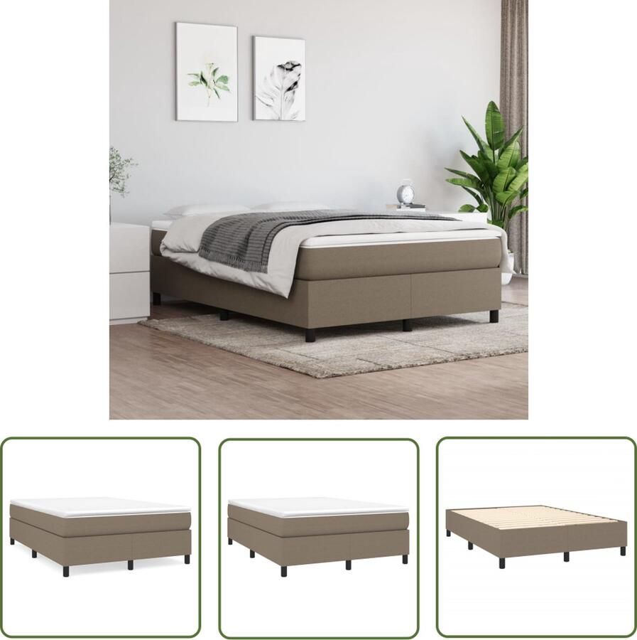 The Living Store Boxspringframe Taupe 193 x 140 x 35 cm Duurzaam materiaal Boxspring Frame Bed Frame Tweepersoons Bed Slaapcomfort Taupecleur